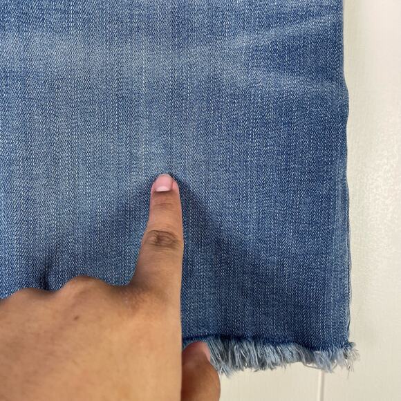 Wrangler “4” frayed short” denim cutoffs Jean raw hem stretch mid high rise - Picture 8 of 16